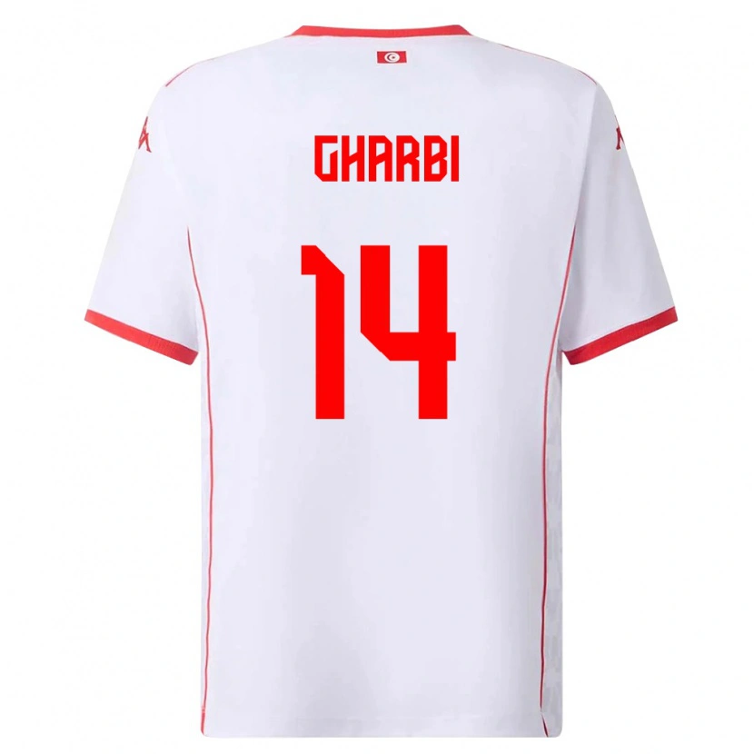 DanxenキッズチュニジアMoncef Gharbi#14白 赤アウェイシャツ26-28ジャージーユニフォーム