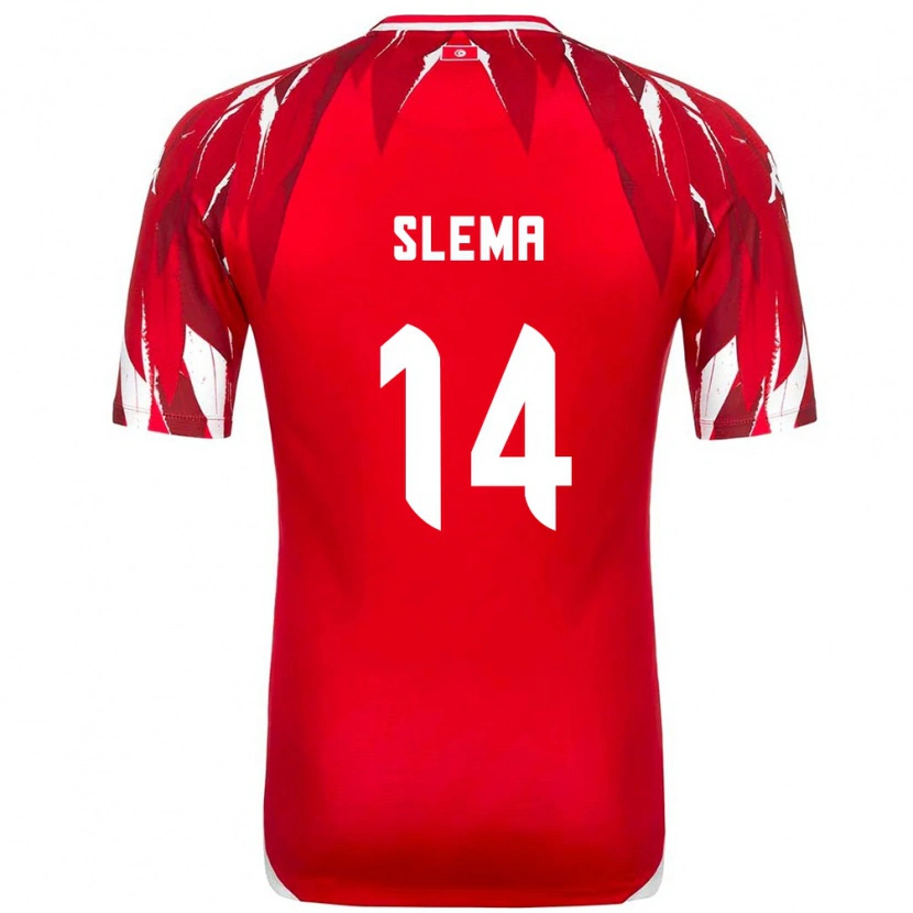 DanxenキッズチュニジアMazen Slema#14赤 白アウェイシャツ26-28ジャージーユニフォーム