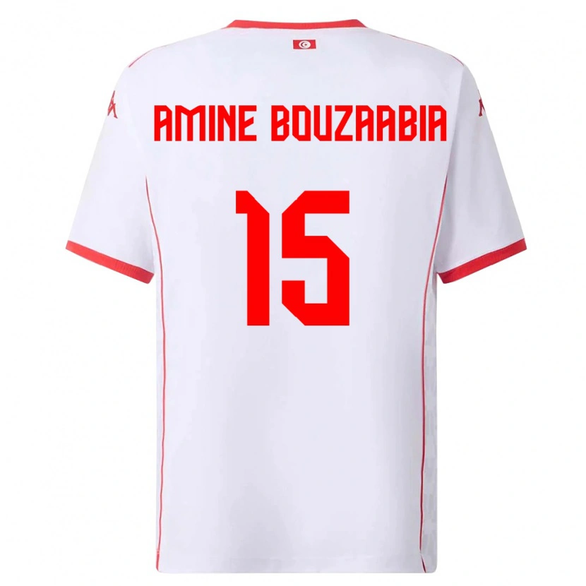 DanxenキッズチュニジアMohamed Amine Bouzaabia#15白 赤アウェイシャツ26-28ジャージーユニフォーム