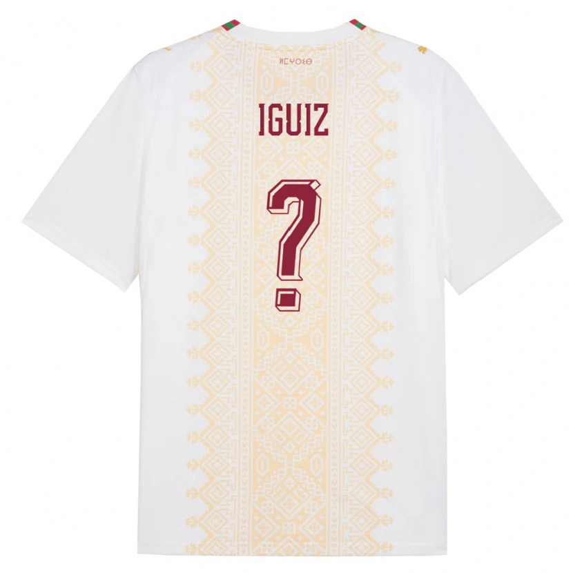DanxenキッズモロッコYahya Iguiz#0白 金 赤アウェイシャツ26-28ジャージーユニフォーム