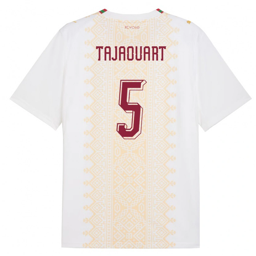 DanxenキッズモロッコAnas Tajaouart#5白 金 赤アウェイシャツ26-28ジャージーユニフォーム