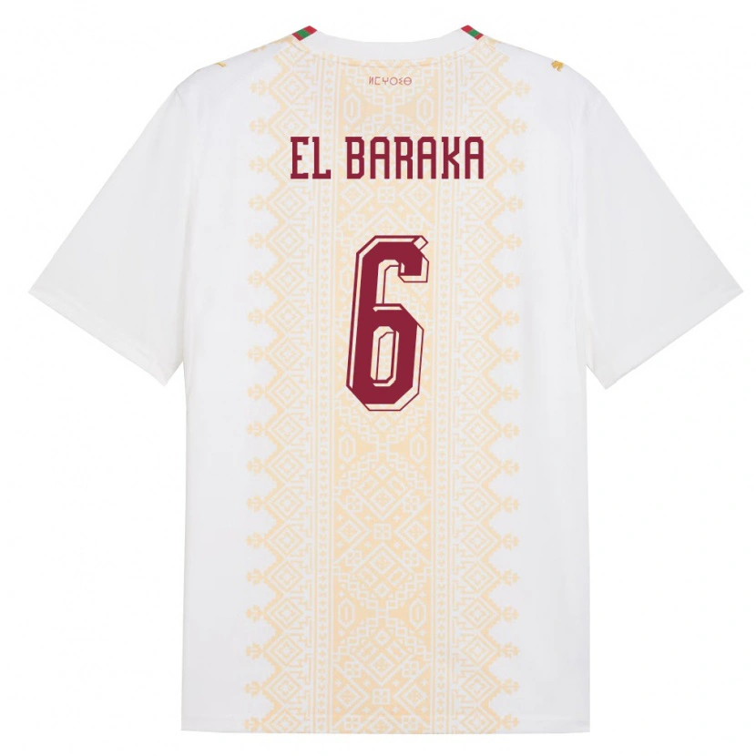 Danxenキッズモロッコジブリール・エル・バラカ#6白 金 赤アウェイシャツ26-28ジャージーユニフォーム