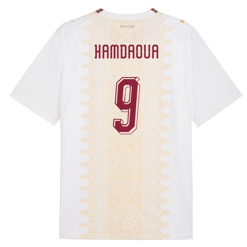 DanxenキッズモロッコNoham Hamdaoua#9白 金 赤アウェイシャツ26-28ジャージーユニフォーム
