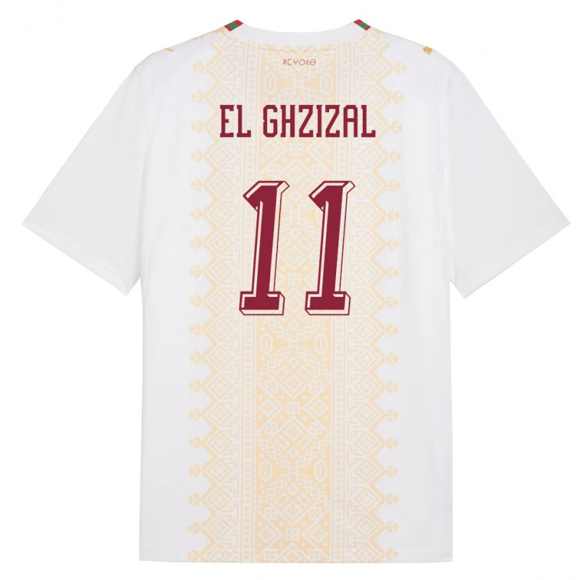 DanxenキッズモロッコAnis El Ghzizal#11白 金 赤アウェイシャツ26-28ジャージーユニフォーム