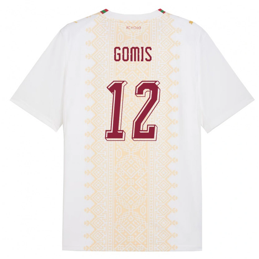 Danxenキッズモロッコイブラヒム・ゴミス#12白 金 赤アウェイシャツ26-28ジャージーユニフォーム