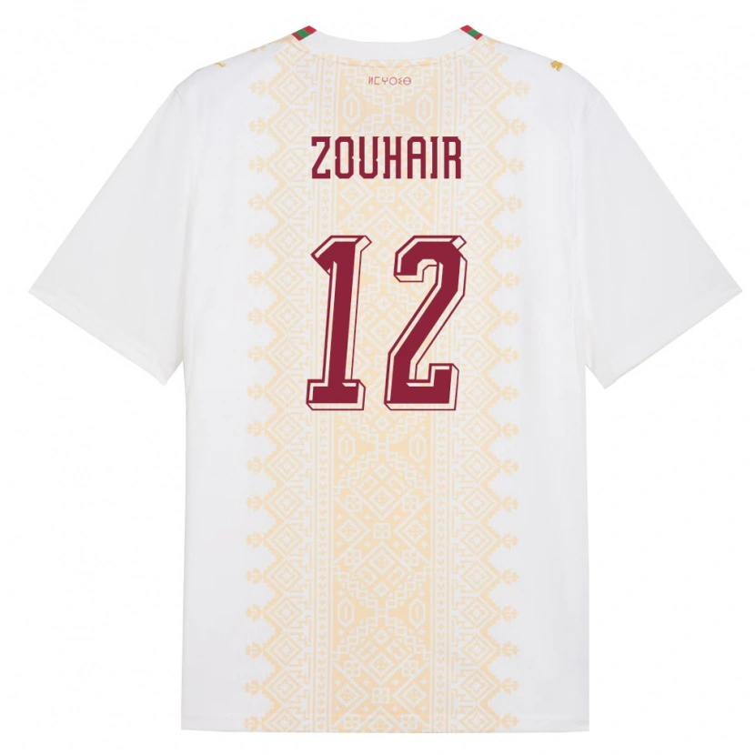 Danxenキッズモロッコアシア・ズハイル#12白 金 赤アウェイシャツ26-28ジャージーユニフォーム