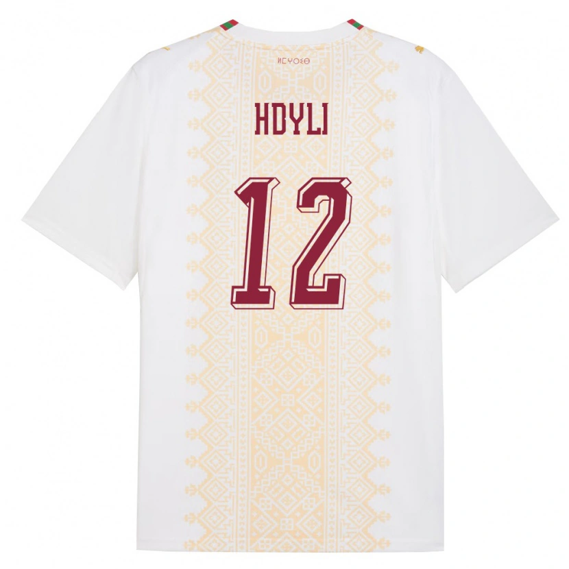 DanxenキッズモロッコAyoub Hdyli#12白 金 赤アウェイシャツ26-28ジャージーユニフォーム