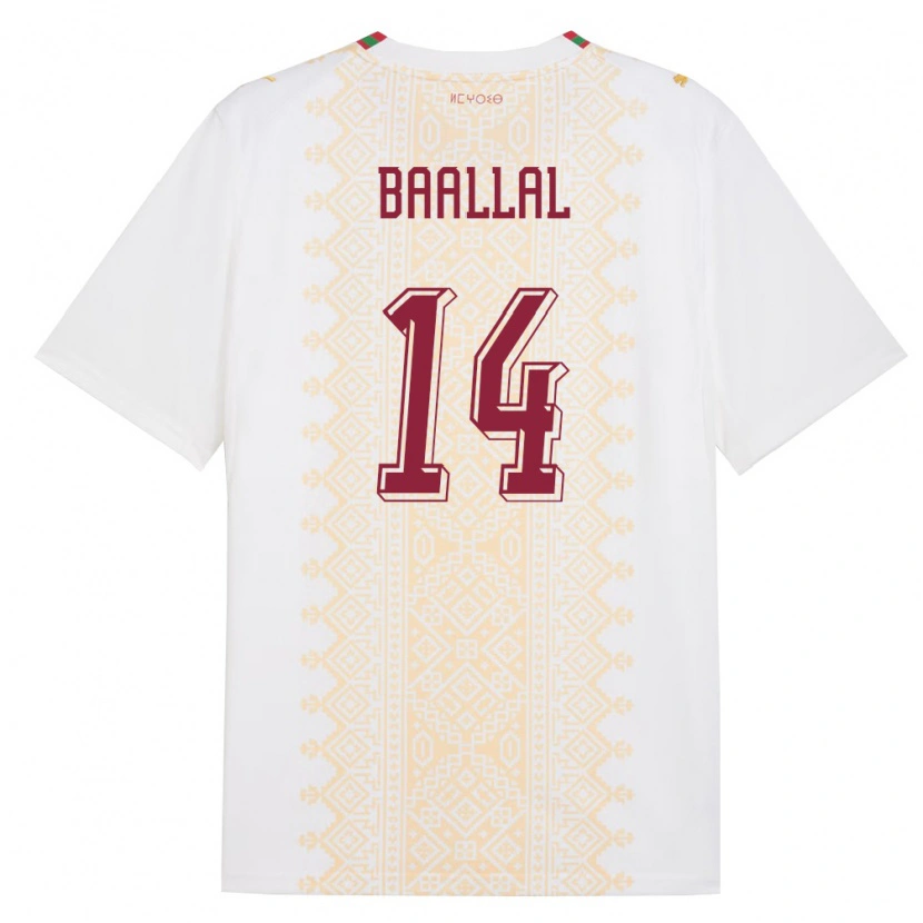 DanxenキッズモロッコAdam Baallal#14白 金 赤アウェイシャツ26-28ジャージーユニフォーム