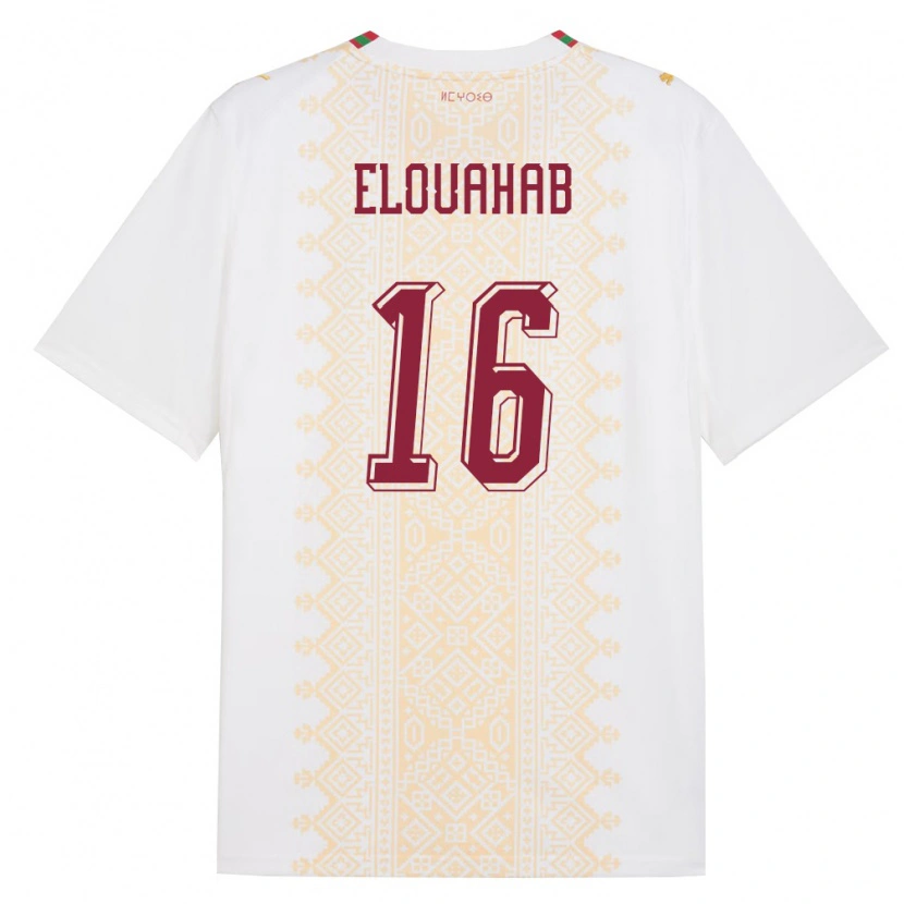 DanxenキッズモロッコYahya Elouahab#16白 金 赤アウェイシャツ26-28ジャージーユニフォーム