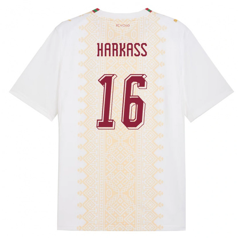 Danxenキッズモロッコジャマール・ハーカス#16白 金 赤アウェイシャツ26-28ジャージーユニフォーム