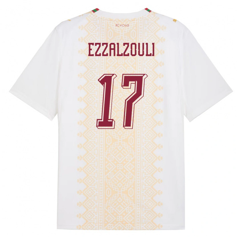 Danxenキッズモロッコアブデ・エザルズーリ#17白 金 赤アウェイシャツ26-28ジャージーユニフォーム