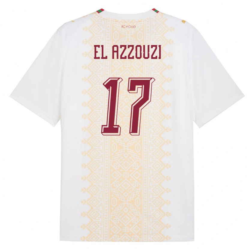 Danxenキッズモロッコウサマ・エル・アズジ#17白 金 赤アウェイシャツ26-28ジャージーユニフォーム