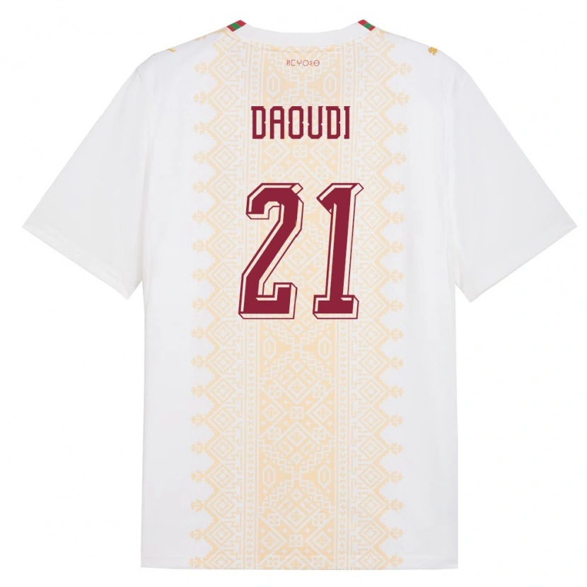 DanxenキッズモロッコAbdelali Daoudi#21白 金 赤アウェイシャツ26-28ジャージーユニフォーム