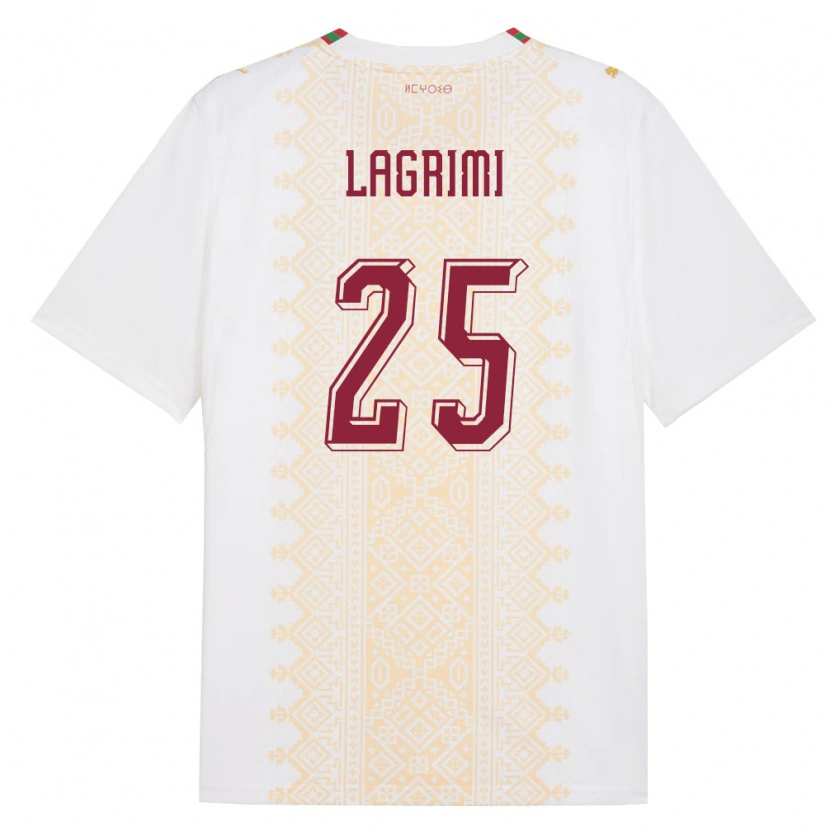 DanxenキッズモロッコIlyass Lagrimi#25白 金 赤アウェイシャツ26-28ジャージーユニフォーム