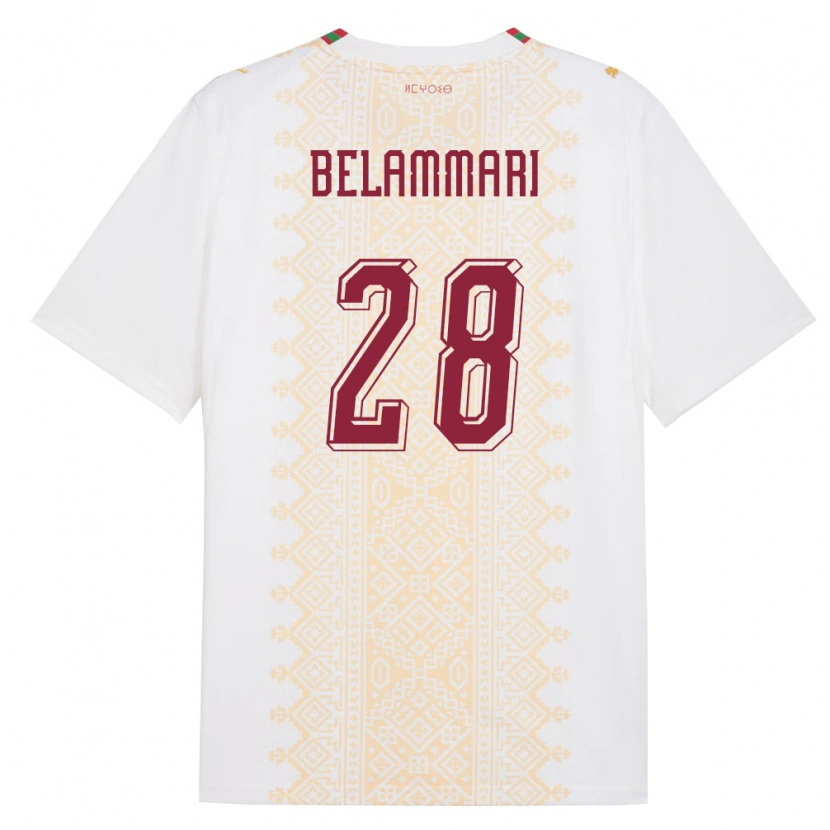 DanxenキッズモロッコYoussef Belammari#28白 金 赤アウェイシャツ26-28ジャージーユニフォーム