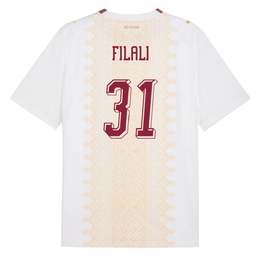 DanxenキッズモロッコAbderrahmane Filali#31白 金 赤アウェイシャツ26-28ジャージーユニフォーム