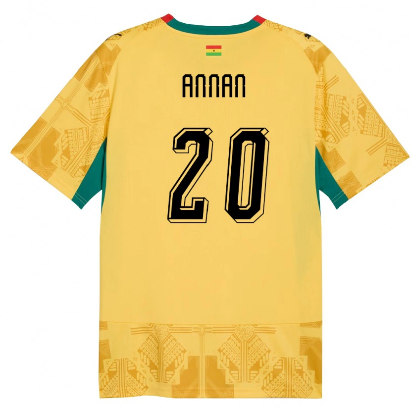 Danxenキッズガーナエベニーザー・アンナン#20黄 赤 黒アウェイシャツ26-28ジャージーユニフォーム