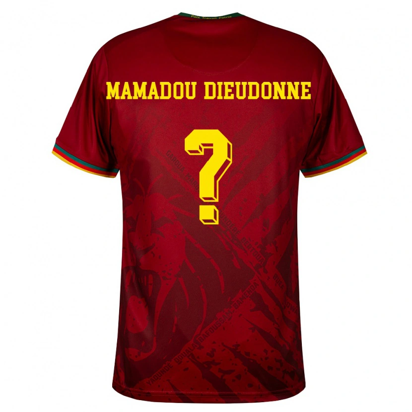 DanxenキッズカメルーンMalik Mamadou Dieudonne#0ディープレッド 緑 黄アウェイシャツ26-28ジャージーユニフォーム
