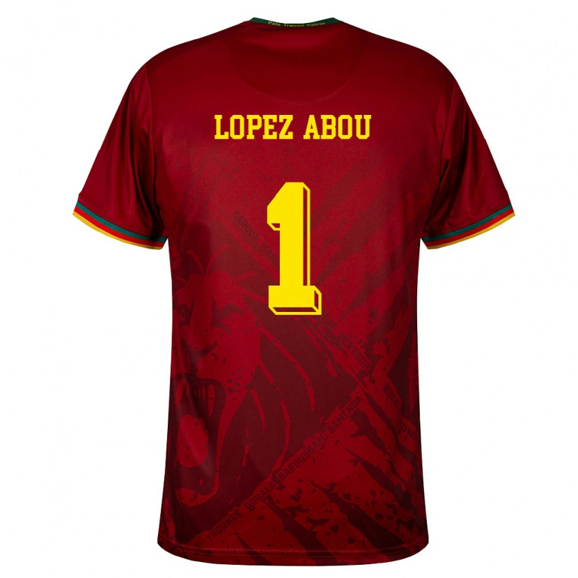 DanxenキッズカメルーンJunior Lopez#1ディープレッド 緑 黄アウェイシャツ26-28ジャージーユニフォーム