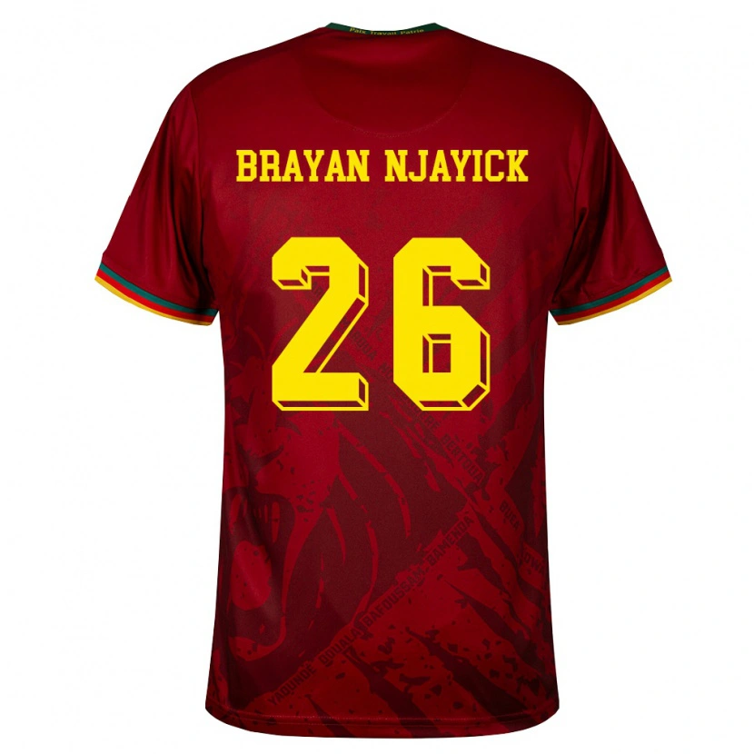 DanxenキッズカメルーンFils Brayan Njayick#26ディープレッド 緑 黄アウェイシャツ26-28ジャージーユニフォーム