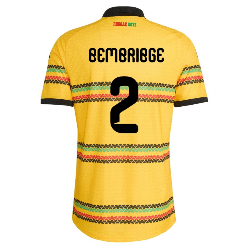 DanxenメンズジャマイカTyraun Bembribge#2黄 黒 緑ホームシャツ26-28ジャージーユニフォーム