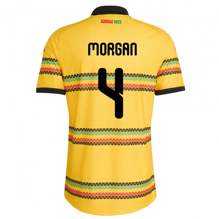DanxenメンズジャマイカJaeden Morgan#4黄 黒 緑ホームシャツ26-28ジャージーユニフォーム