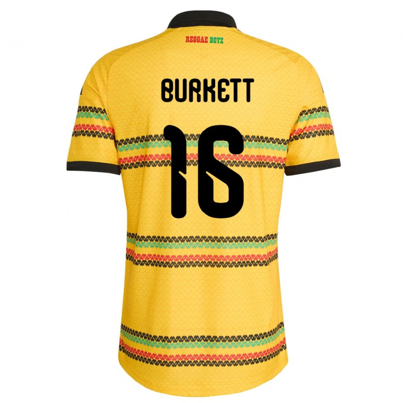 DanxenメンズジャマイカBrian Burkett#16黄 黒 緑ホームシャツ26-28ジャージーユニフォーム