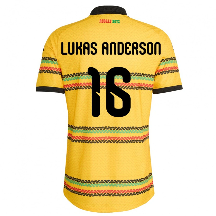 DanxenメンズジャマイカLukas Anderson#16黄 黒 緑ホームシャツ26-28ジャージーユニフォーム