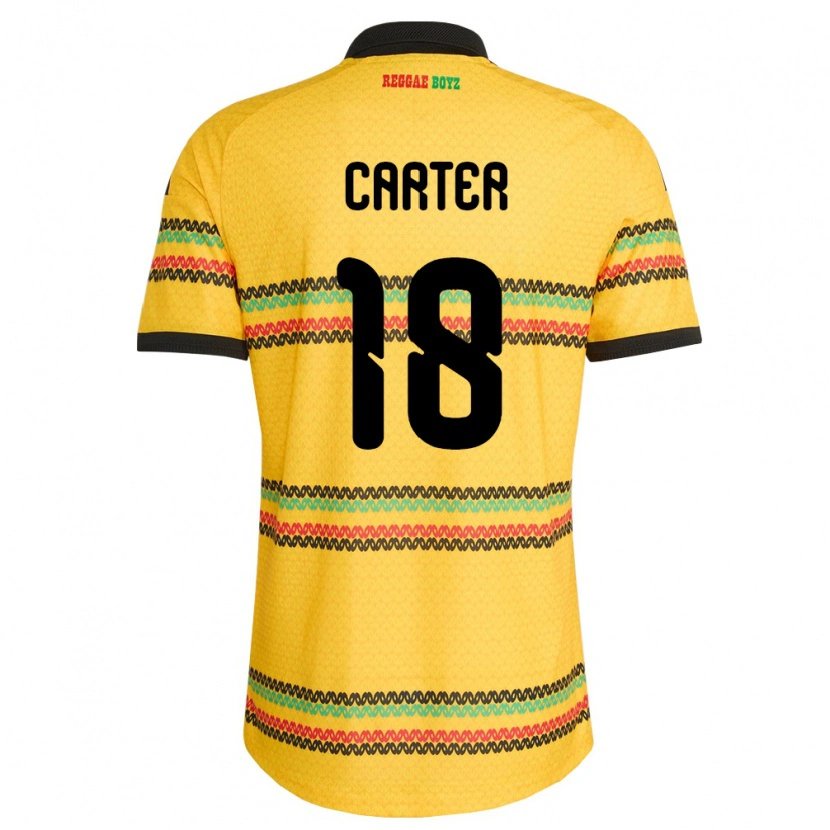 Danxenメンズジャマイカトゥルーディ・カーター#18黄 黒 緑ホームシャツ26-28ジャージーユニフォーム