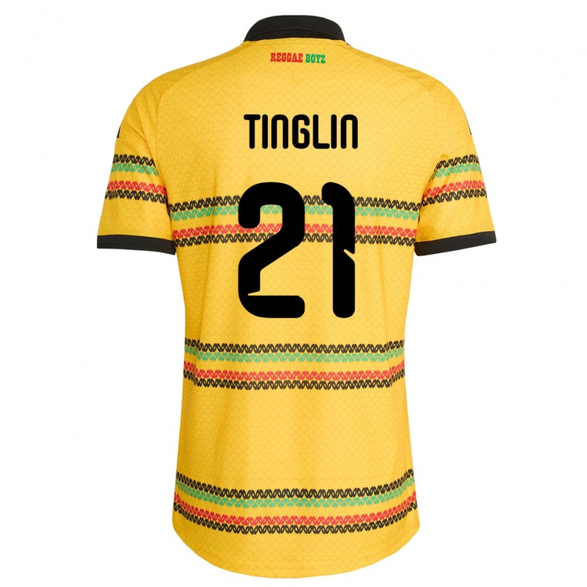 DanxenメンズジャマイカCarlyle Tinglin#21黄 黒 緑ホームシャツ26-28ジャージーユニフォーム