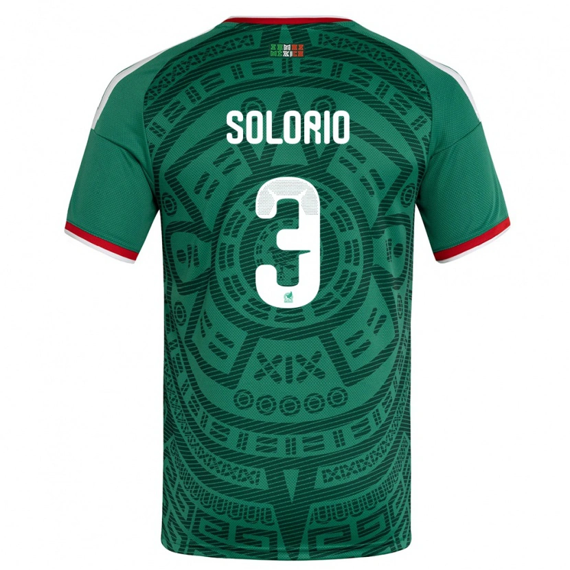 DanxenメンズメキシコGael Solorio#3緑 白 赤ホームシャツ26-28ジャージーユニフォーム