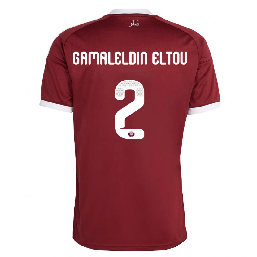 DanxenメンズカタールGhassan Gamaleldin Eltou#2赤 バーガンディ 白ホームシャツ26-28ジャージーユニフォーム