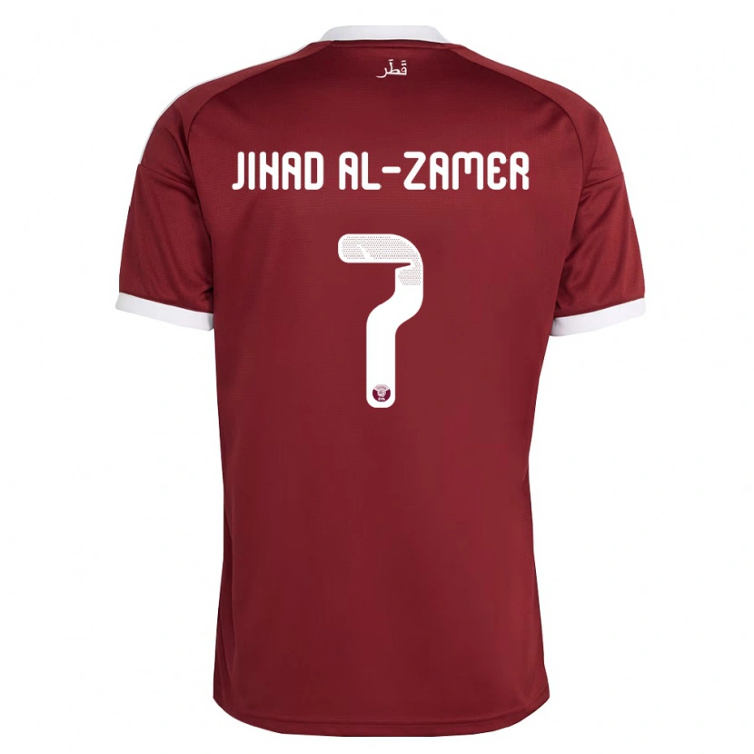 DanxenメンズカタールMohammed Jihad Al-Zamer#7赤 バーガンディ 白ホームシャツ26-28ジャージーユニフォーム