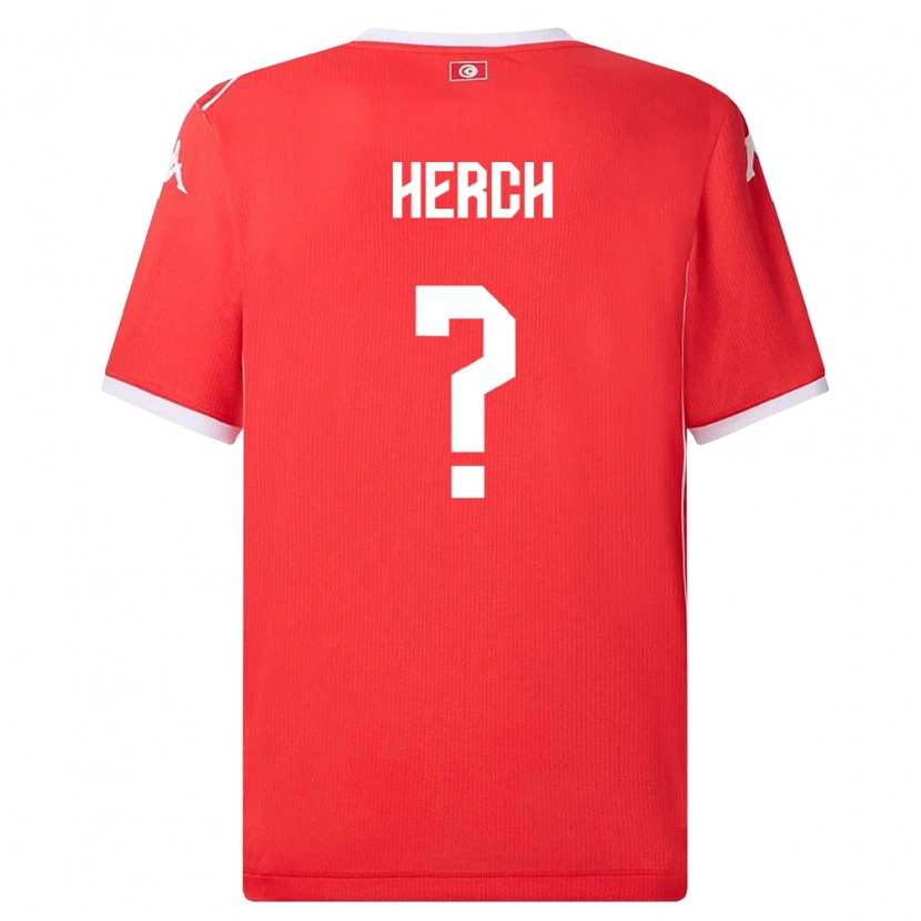 DanxenメンズチュニジアYoussef Herch#0赤 白ホームシャツ26-28ジャージーユニフォーム