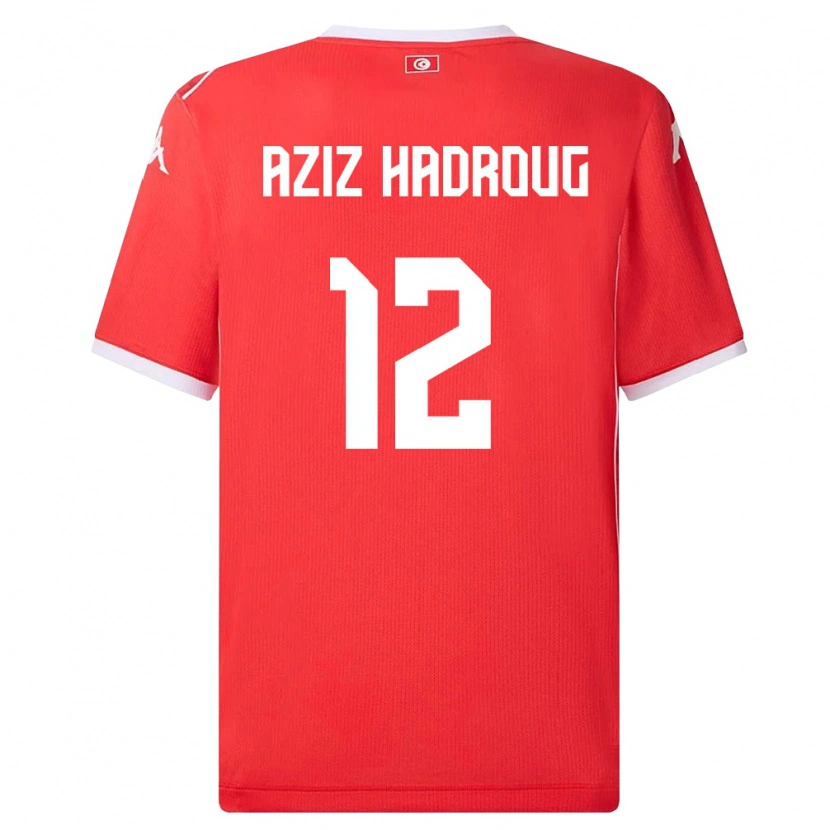 DanxenメンズチュニジアMohamed Aziz Hadroug#12赤 白ホームシャツ26-28ジャージーユニフォーム