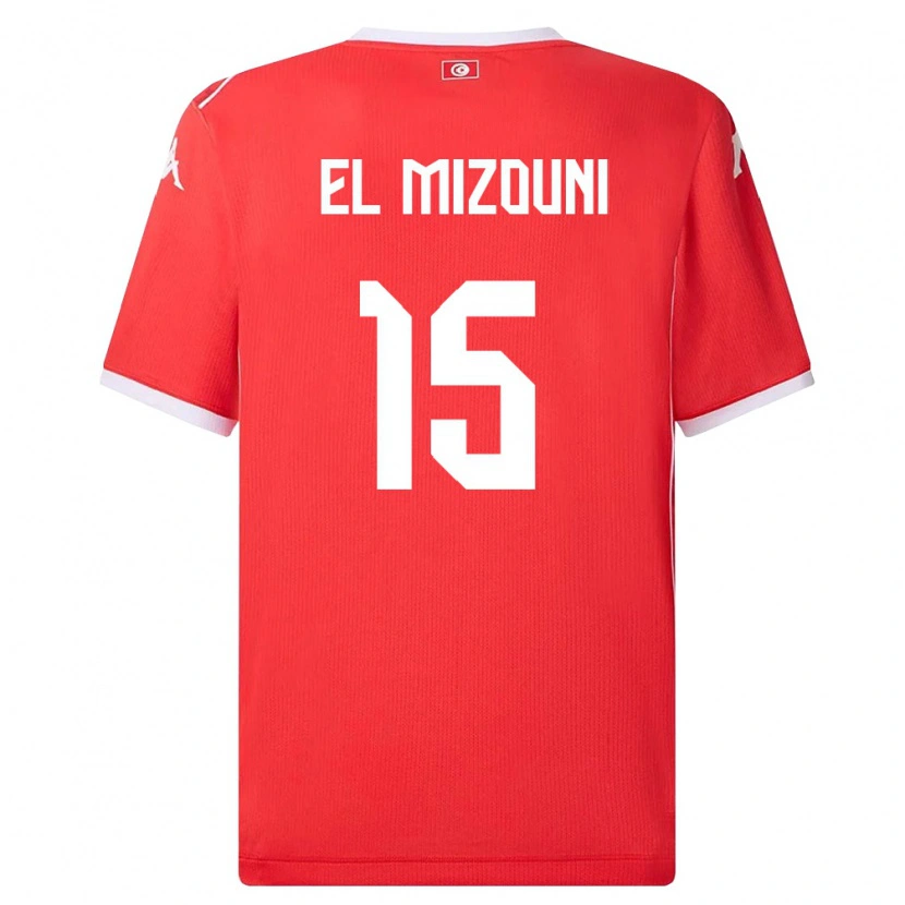 DanxenメンズチュニジアIdris El Mizouni#15赤 白ホームシャツ26-28ジャージーユニフォーム