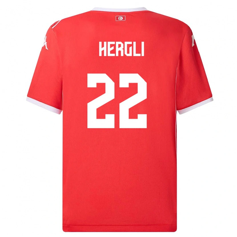 DanxenメンズチュニジアSaid Hergli#22赤 白ホームシャツ26-28ジャージーユニフォーム
