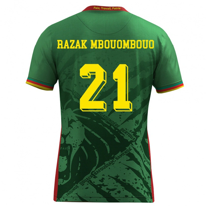 DanxenメンズカメルーンAbdoul Razak Mbouombouo#21緑 黄 赤ホームシャツ26-28ジャージーユニフォーム