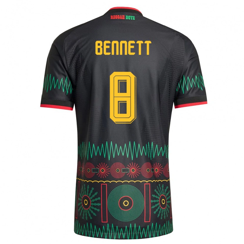 DanxenメンズジャマイカJaheem Bennett#8黒 赤 黄アウェイシャツ26-28ジャージーユニフォーム