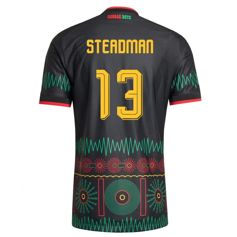 DanxenメンズジャマイカJohnoi Steadman#13黒 赤 黄アウェイシャツ26-28ジャージーユニフォーム