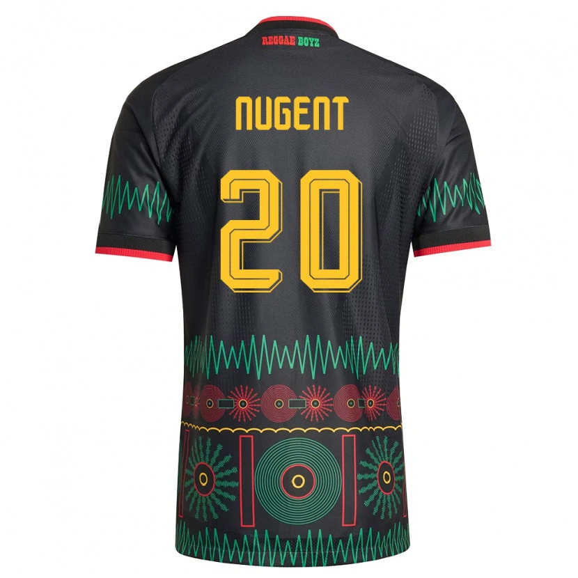 DanxenメンズジャマイカClaver Nugent#20黒 赤 黄アウェイシャツ26-28ジャージーユニフォーム