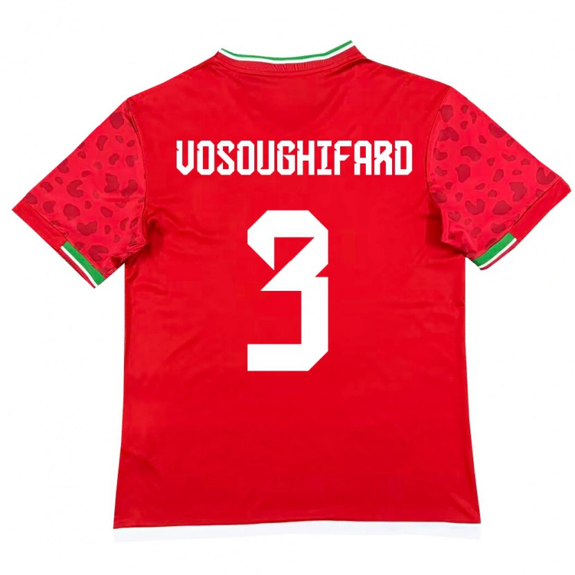 DanxenメンズイランArshia Vosoughifard#3赤 白アウェイシャツ26-28ジャージーユニフォーム