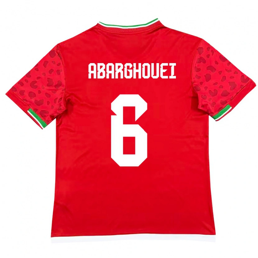 DanxenメンズイランHossein Abarghouei#6赤 白アウェイシャツ26-28ジャージーユニフォーム
