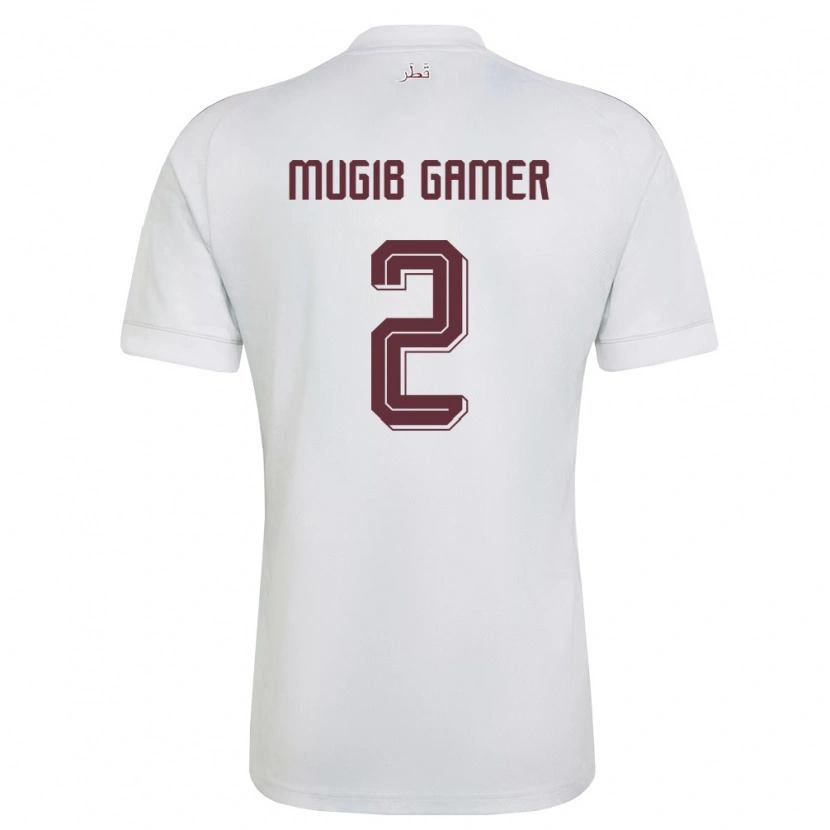DanxenメンズカタールAbdalla Mugib Gamer#2白 バーガンディアウェイシャツ26-28ジャージーユニフォーム