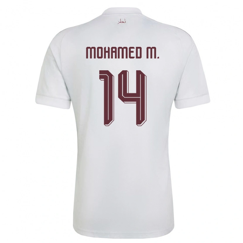 DanxenメンズカタールAbdalla Mohamed M.#14白 バーガンディアウェイシャツ26-28ジャージーユニフォーム