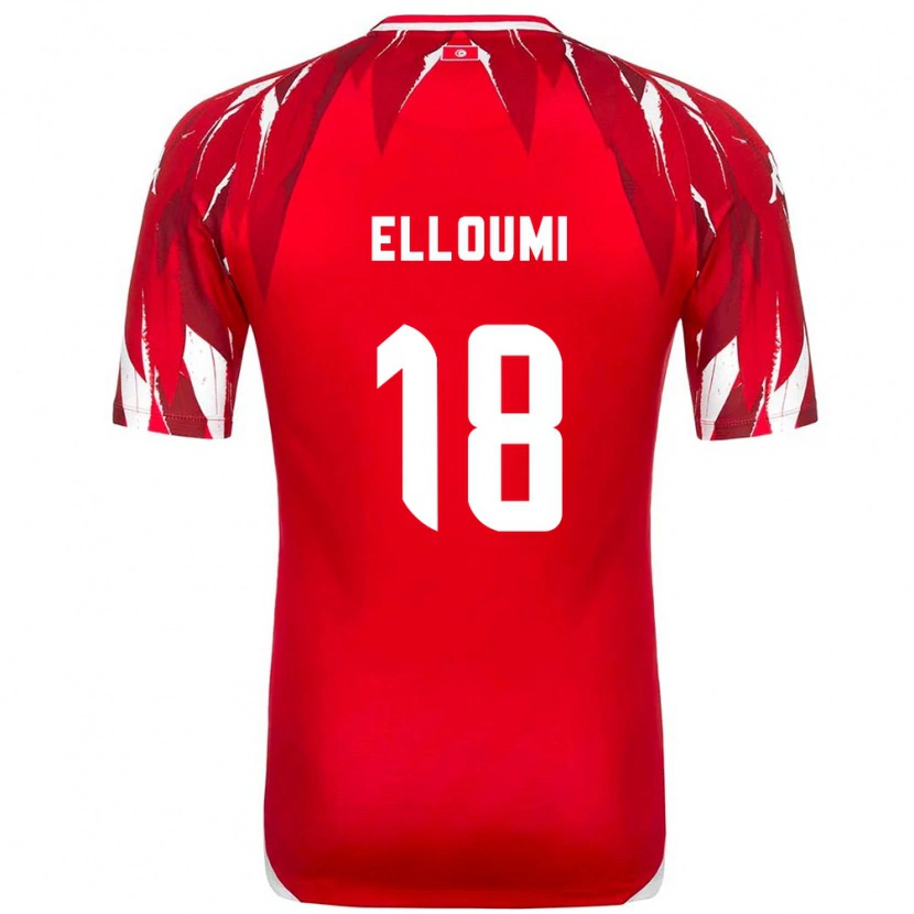 DanxenメンズチュニジアRayan Elloumi#18赤 白アウェイシャツ26-28ジャージーユニフォーム