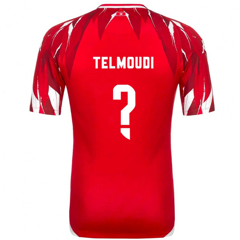 DanxenメンズチュニジアNaïm Telmoudi#0赤 白アウェイシャツ26-28ジャージーユニフォーム