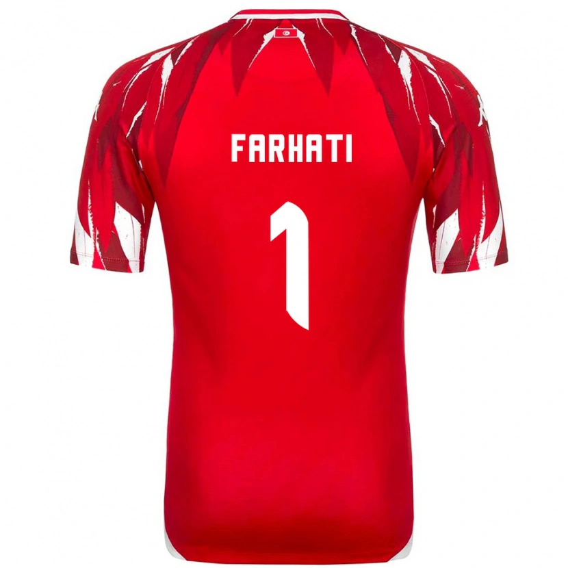 DanxenメンズチュニジアNoureddine Farhati#1赤 白アウェイシャツ26-28ジャージーユニフォーム