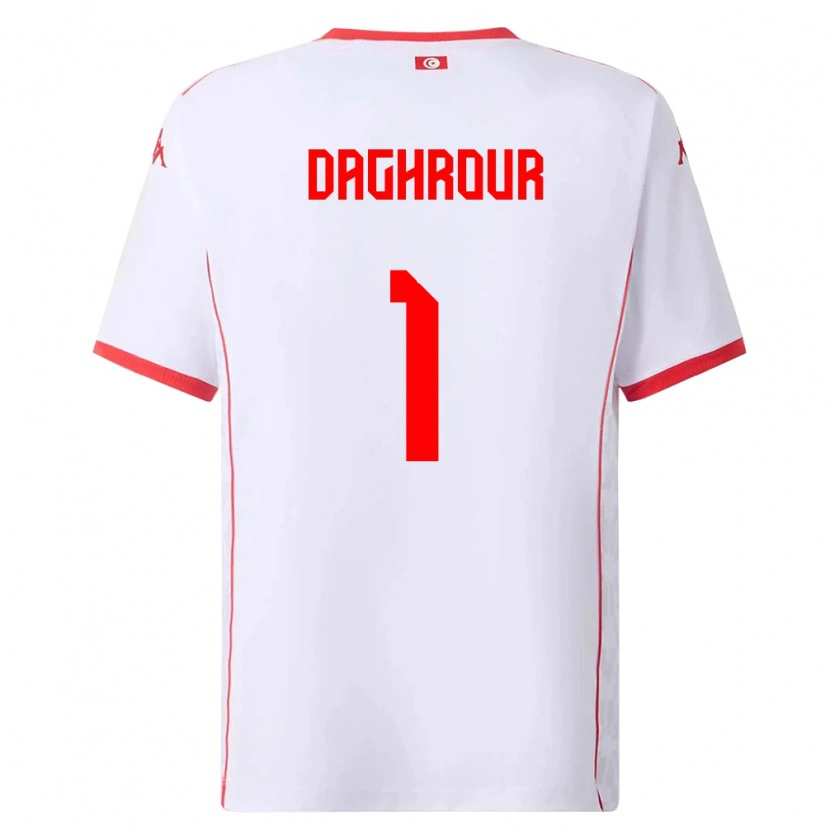 DanxenメンズチュニジアMohamed Daghrour#1白 赤アウェイシャツ26-28ジャージーユニフォーム