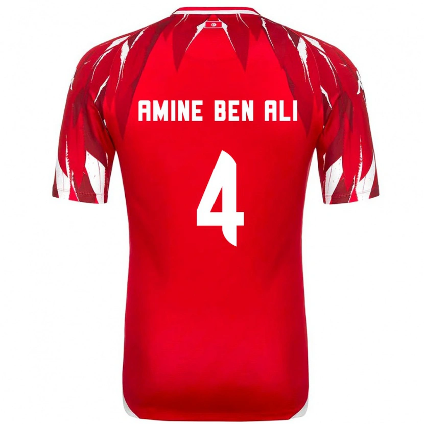 DanxenメンズチュニジアMohamed Amine Ben Ali#4赤 白アウェイシャツ26-28ジャージーユニフォーム